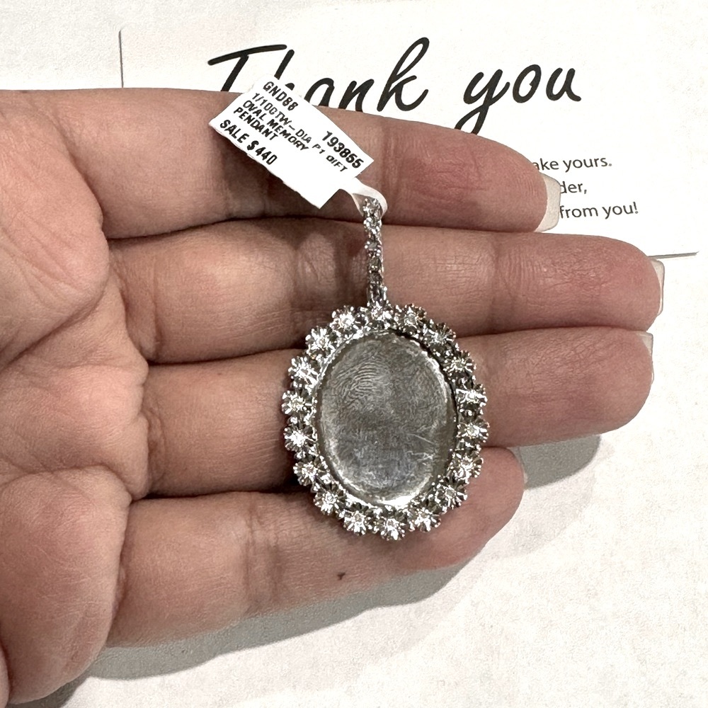 Elegant Real Diamond Memorial Picture Pendant 14k Gold Vermeil Memory Charm Gift